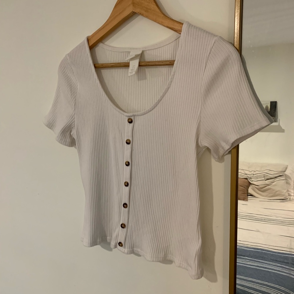 H&M Faux Button-Down Cropped Tee